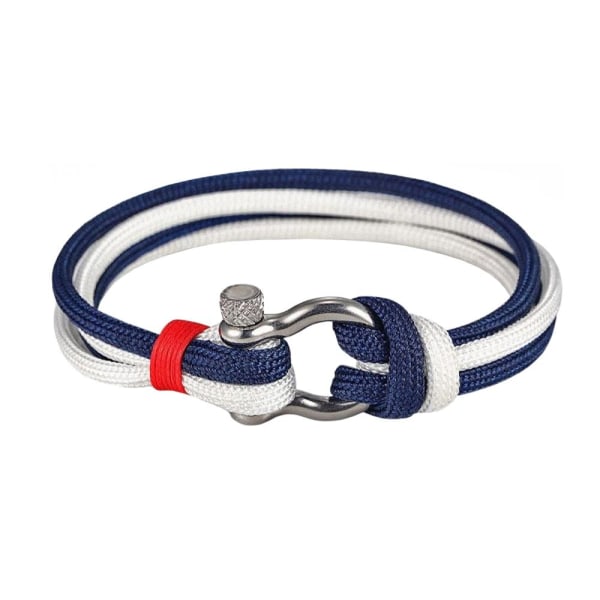 Armband, Rep på D-Ring - Dubbel Blå / Vit multifärg one size
