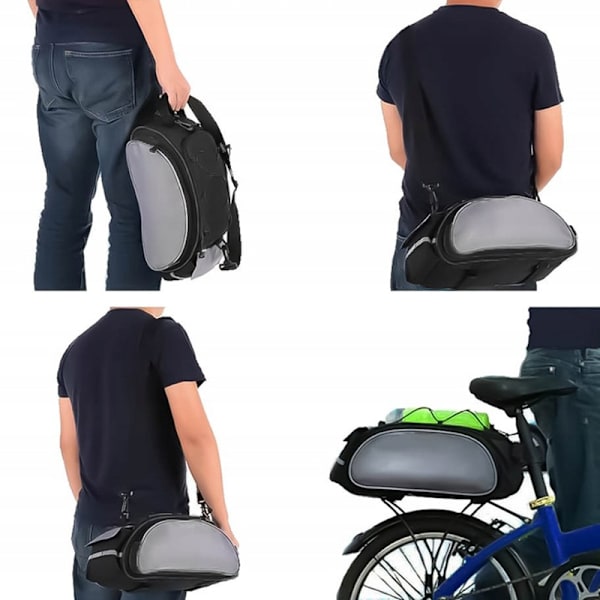 Sort cykeltaske med refleks - 13 l Black