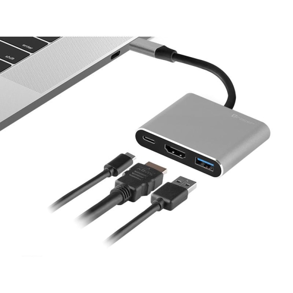 Multi-adapteri USB-C:lle - 3 eri porttia Silver