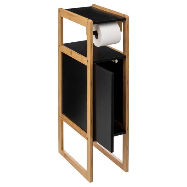 Toiletrulleholder Skab - Med Opbevaring - Sort Black