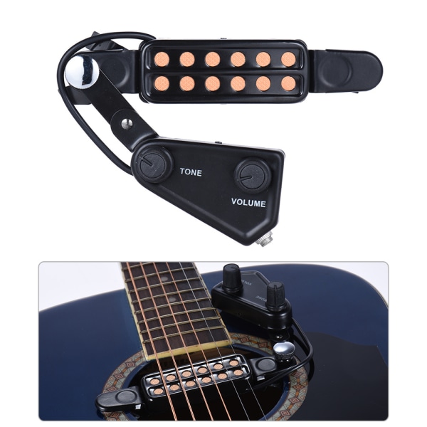 12 hullers mikrofon til akustisk guitar Black