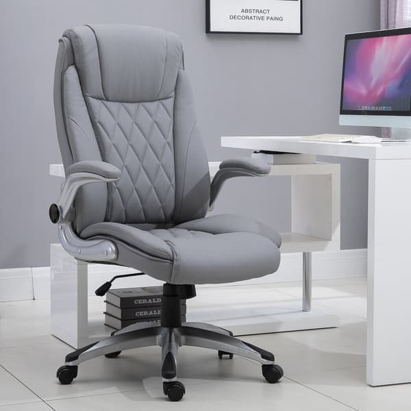 Ergonomisk computerstol med nakkestøtte i kunstlæder