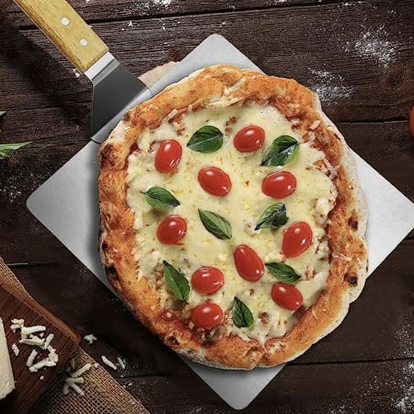 Pizzabakke med ovnmante - rustfrit stål Silver