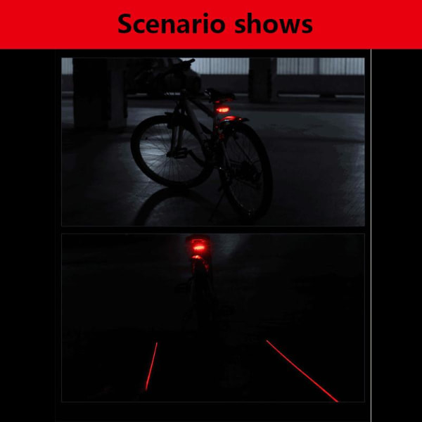 Baklampa till Cykel med Laserbelysning Svart