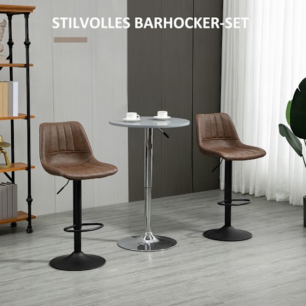 Højdejusterbare barstole i brunt kunstlæder
