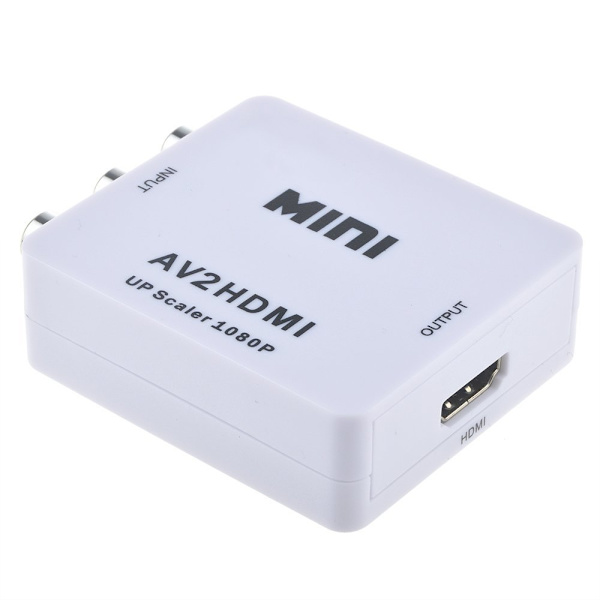 AV-HDMI adapteri 1080p (3x RCA) NTSC / PAL yhteensopiva White