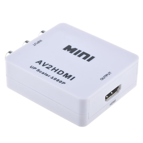 AV TILL 1080p HDMI Adapter - (3x RCA) NTSC / PAL Kompatibel White