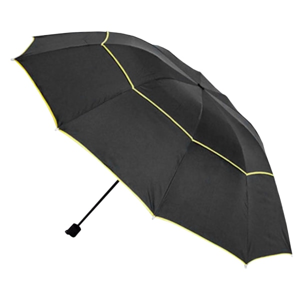 Paraply, Kompakt - 130 cm - Svart / Gul Svart