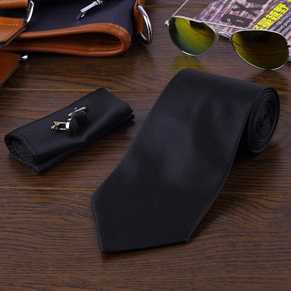 Kostym Accessoarer | Slips + Näsduk + Manschettknappar - Svart multifärg one size