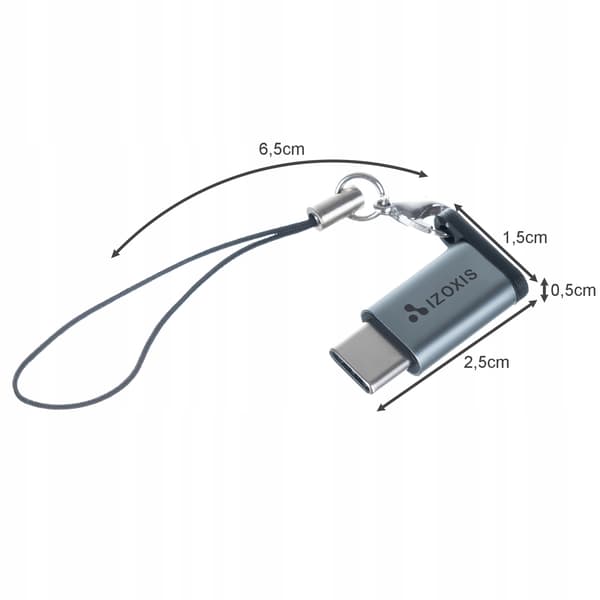Micro USB 2.0 - USB C -sovitin Grey