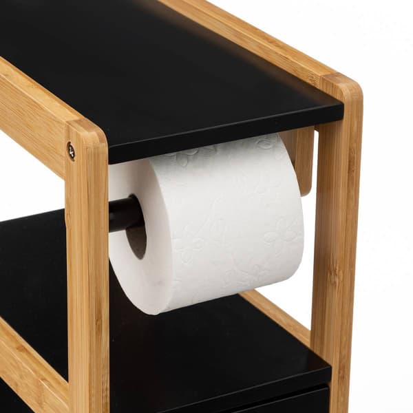 Toiletrulleholder Skab - Med Opbevaring - Sort Black
