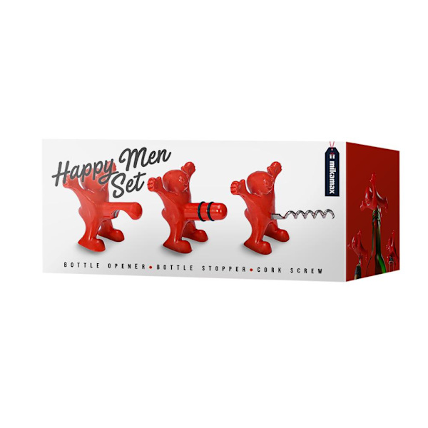 Pullon- ja Viininavaaja - Happy Men Punainen