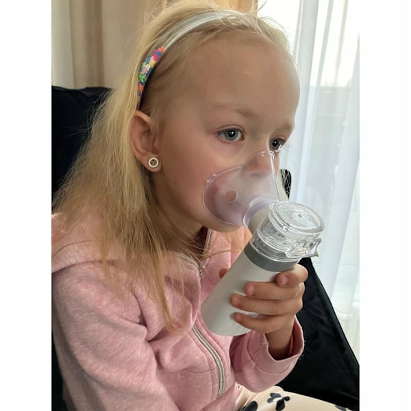 Bärbar inhalator nebulisator för barn och vuxna Vit