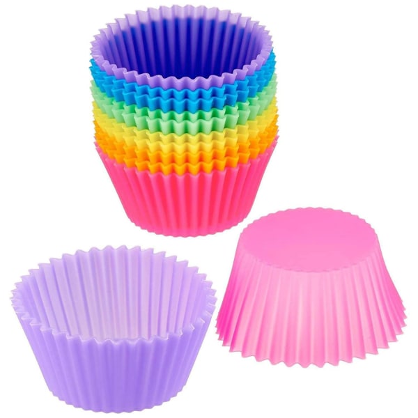 12x Muffinformer i silikon - forskellige farver Multicolor