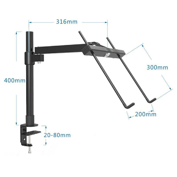 Justerbart Bordsfäste för Laptop Svart