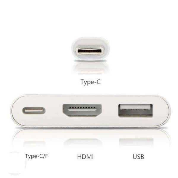 USB-sovitin C-tyyppi HDMI / USB 3.0 - Kulta Gold
