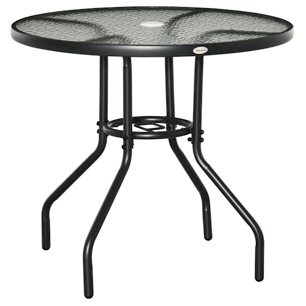 Svart Bistrobord Ø80 cm med Paraplyhål
