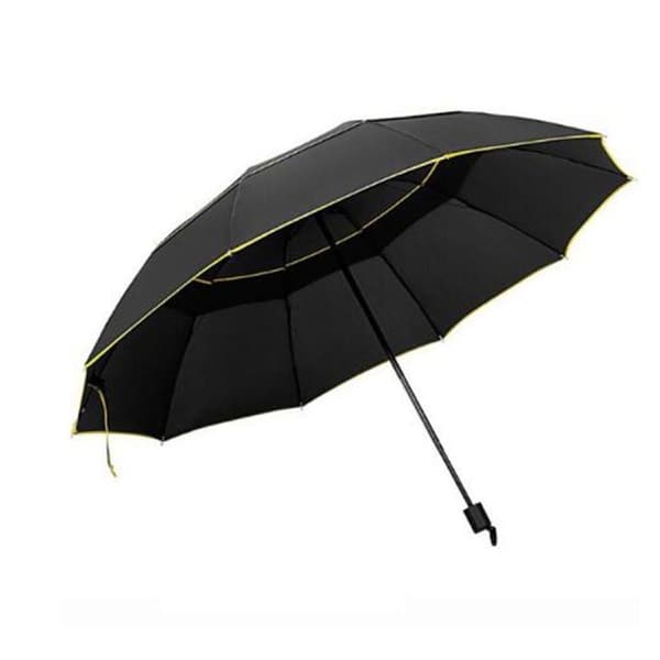 Paraply, Kompakt - 130 cm - Sort / Gul Black