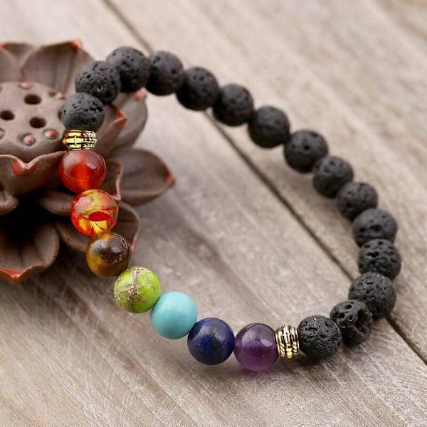 7 Chakra Lava Stone Diffuser Rannekoru Multicolor