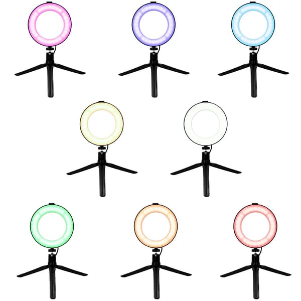 Ring Light med Stativ - 16 cm Black