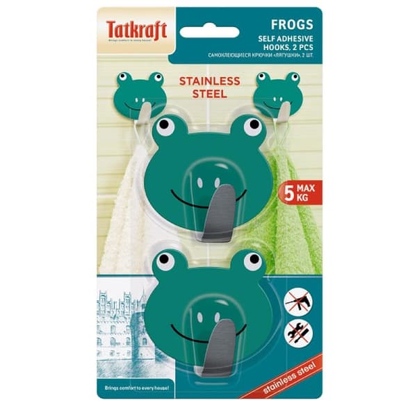 Tatkraft, Frogs - Vidhäftande Krokar, 2-pack Grön
