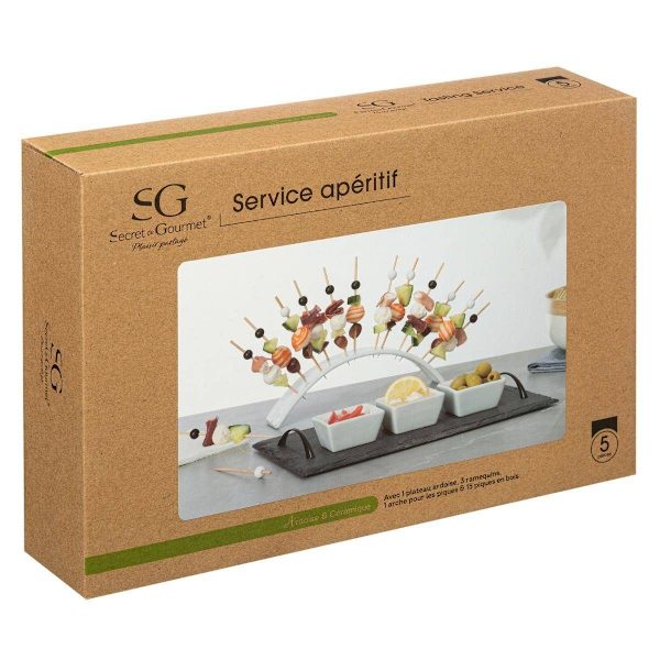 Serveringssæt - snacks og lette retter - 5 dele White