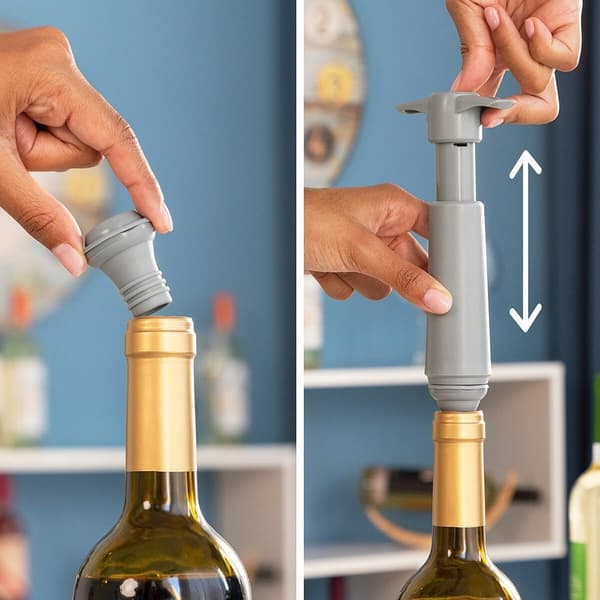 Vakuumpumpe til Vin med 4 Propper Grey