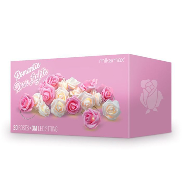 Romantisk lysslynge - roser - 20 LED-lys Pink