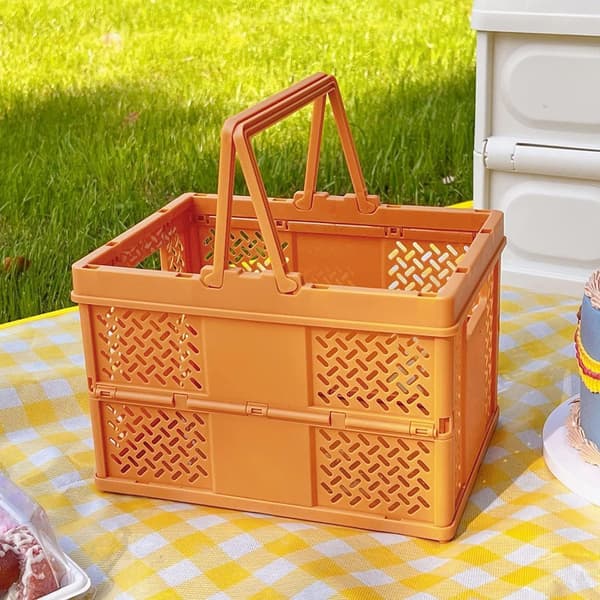 Vikbar Förvaringskorg i Plast - Orange Orange
