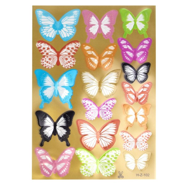 18x 3D Dekorationsfjärilar - Multifärg multifärg