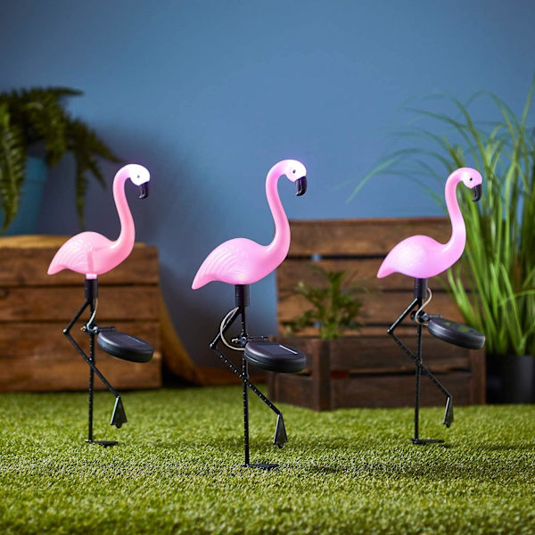 Solcellsdrivna Trädgårdslampor - Flamingo - 3 st Rosa