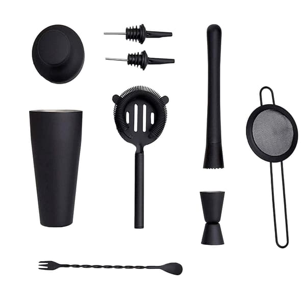 Cocktail Shaker Set, 8 Dele - Matsort Black