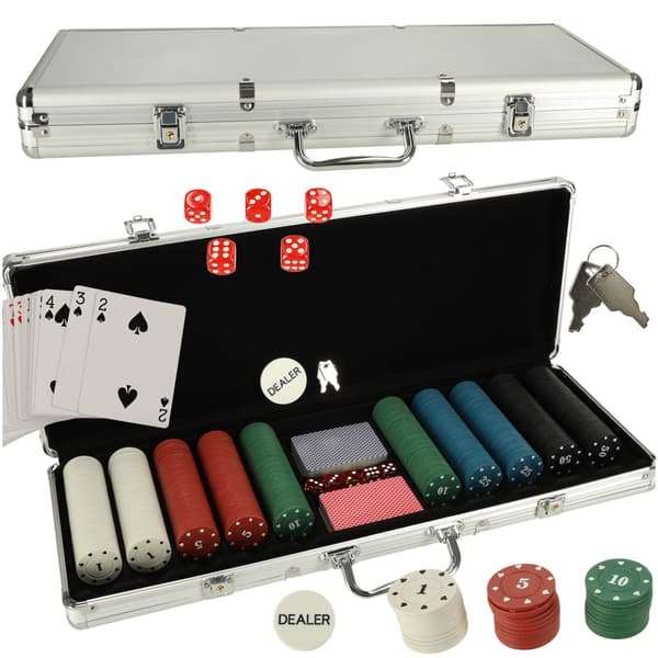 Poker Set med 500 Marker och Kortlekar multifärg