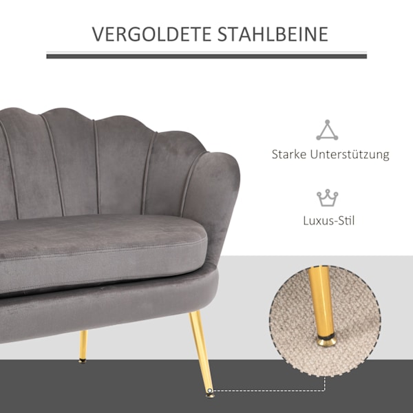 Elegant 2-personers stofsofa i fløjlspolyester
