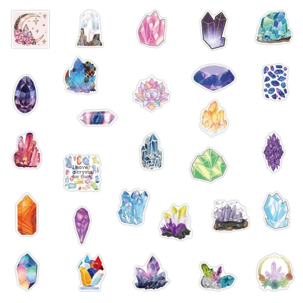Klistermærker - krystaller - 50 stk Multicolor