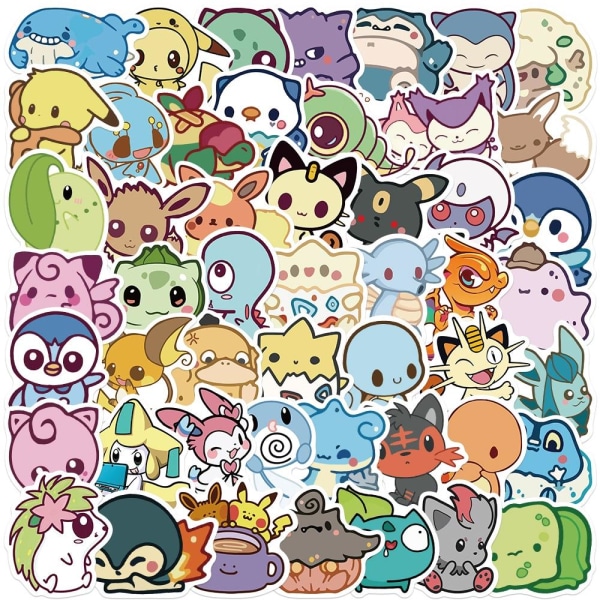 Klistermärken - Pokémon i Kawaii-stil - 50 st multifärg