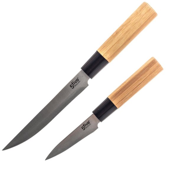 5x knive med knivstativ Bamboo