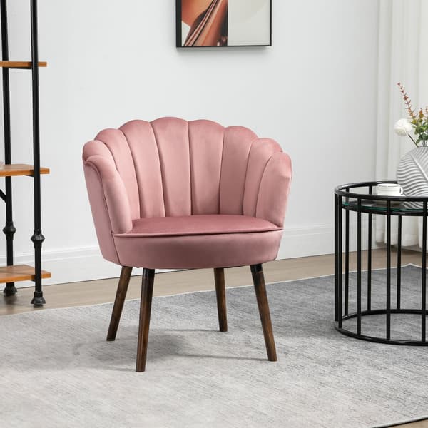 Rosa Fåtölj i Polyester och Gummiträ