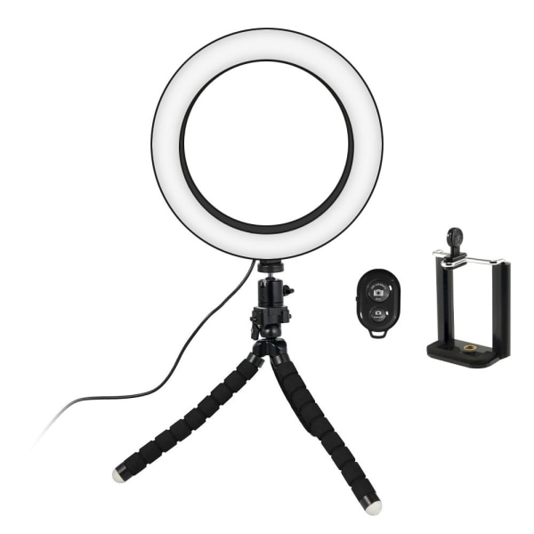 Selfie-lampe/ring light (20 cm) og justerbart stativ Multicolor