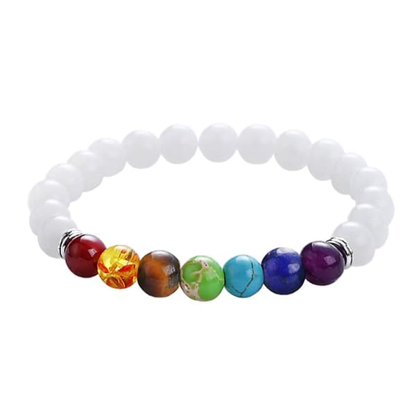 Chakra-rannekoru valkoisilla helmillä Multicolor