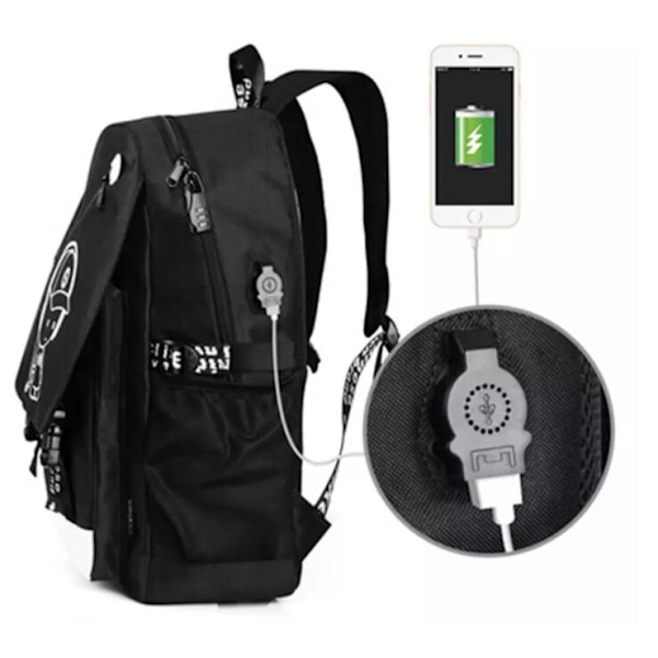 Luminescent kannettavan tietokoneen reppu USB-portilla - Ghastly Black