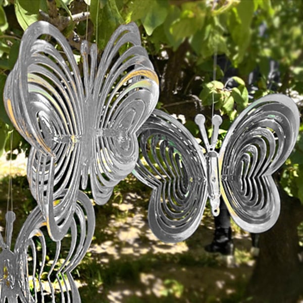 Roterande och Reflekterande Vindspel - Fjäril Silver