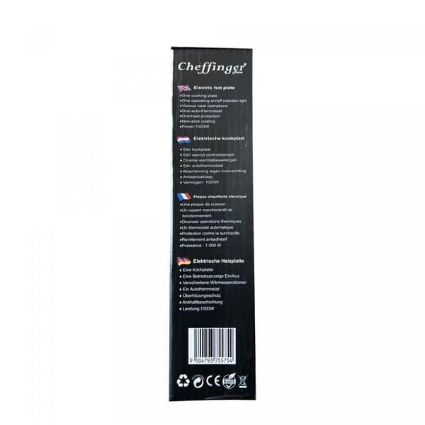 Cheffinger CF-EHS1000: 1000W elektrisk kogeplade - enkelt