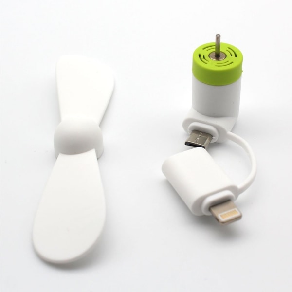 Micro USB / Lightning-vifte - Hvid White