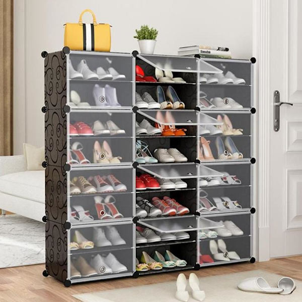 Modulaarinen kenkähylly - 6 hyllyä Black