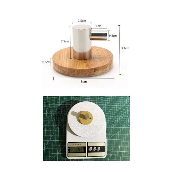 Självhäftande Krok i Bambu och Rostfritt Stål Bamboo