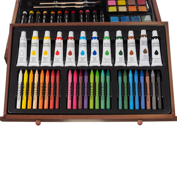 Træpose med kunstnermateriale - 128 dele Multicolor