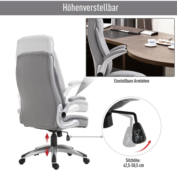 Ergonomisk computerstol med nakkestøtte i kunstlæder