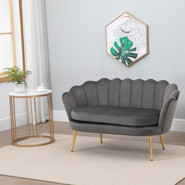 Elegant 2-sits Tygsoffa i Sammetspolyester