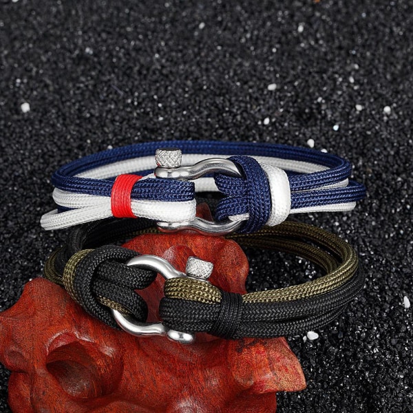 Armband, Rep på D-Ring - Dubbel Blå / Vit multifärg one size